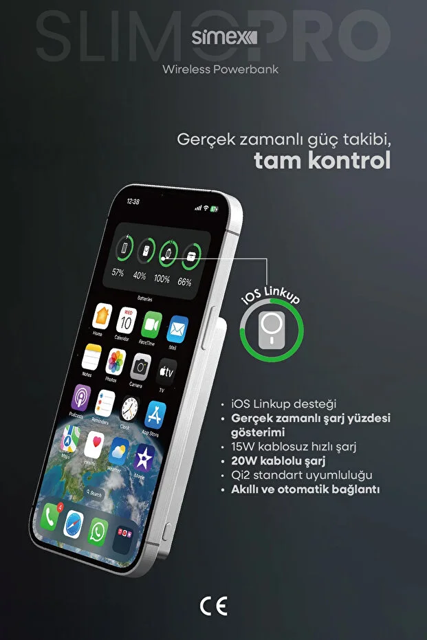 Simex Ultra Slim Magsafe Powerbank 5000 mAh - 20W PD Hızlı Şarj Taşınabilir Batarya